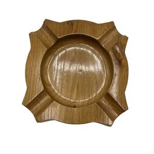 Vintage Mid Century Modern Solid Wood Ashtray‎ Carved Cigarette Cigar Holder